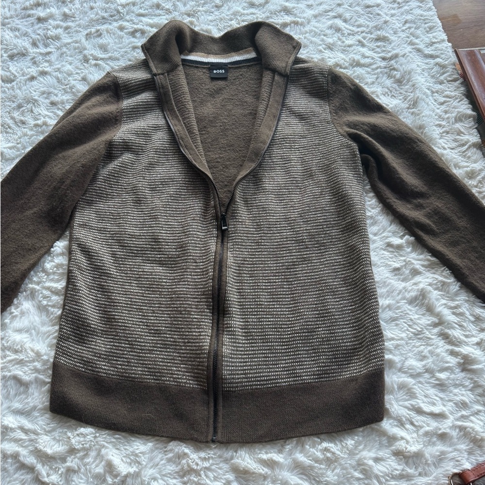 Boss Brown and Tan Knit Sweater